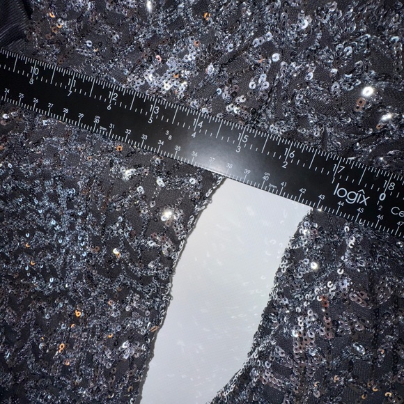 Zara Black Silver Gunmetal Metallic Sequin Blazer Size S Trinny Woodall - Picture 8 of 13